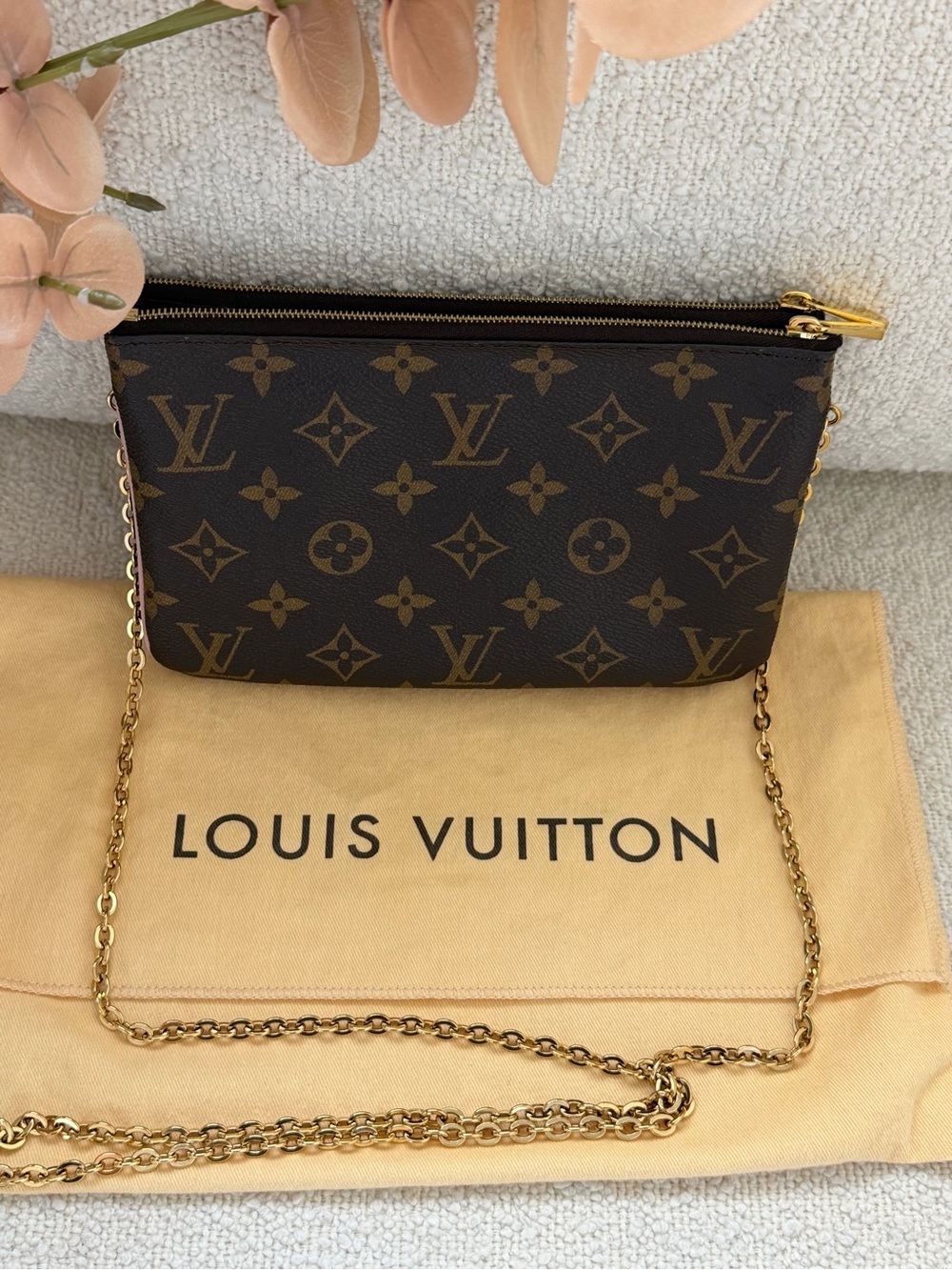 Louis Vuitton Pochette Double Zip Monogram Blooming Flowers Crossbody Bag - Picture 2 of 13